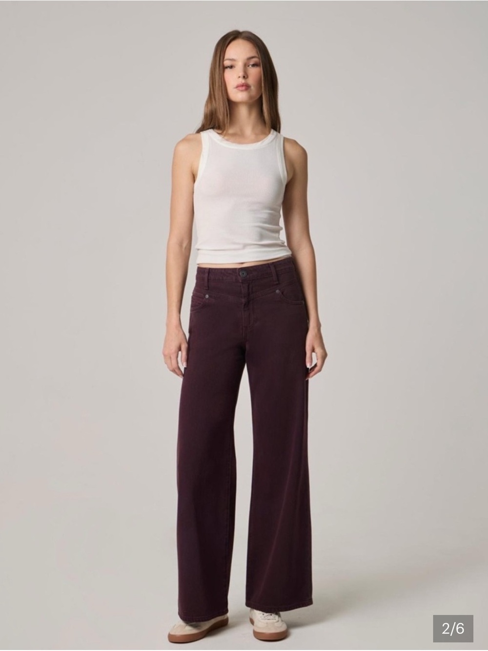 Edyson Conrad High Rise Wide Leg Jeans Dark Cherry NWT Size 26 (Fits 28/M)